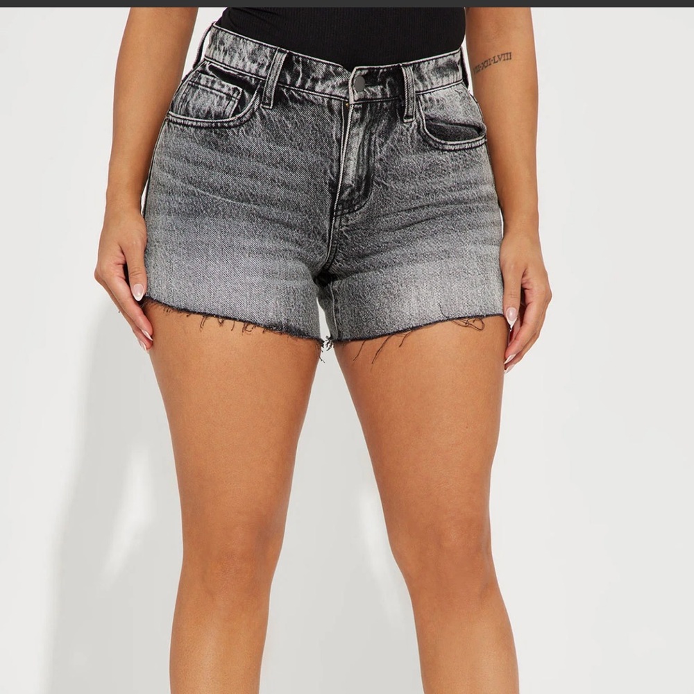 Acid wash denim shorts